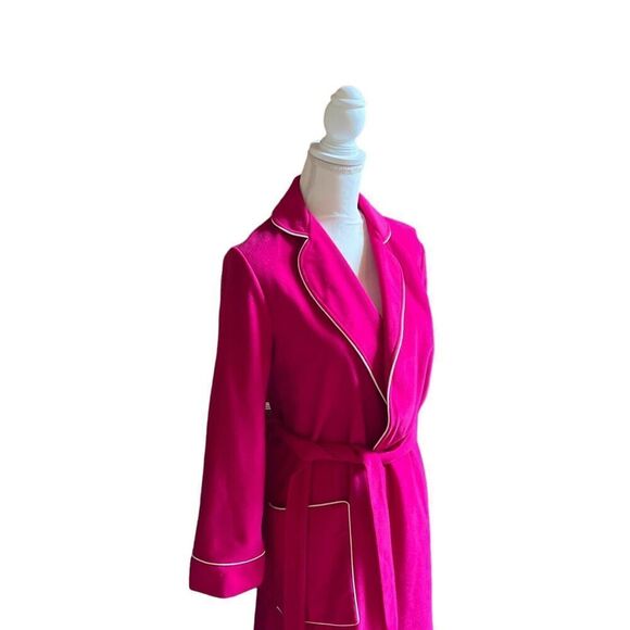 Vintage Kayser Felt Velour Hostess Robe Sleepwear Intimates Hot Pink US Petite - Picture 5 of 11